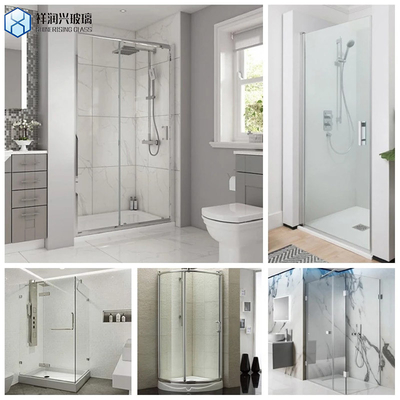 Porta de banheiro de vidro laminado sem enquadramento com camadas laminadas e técnica de painel de chuveiro
