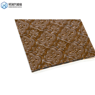 Vidro com padrão marrom de 8 mm, brilhante para chuva/diamante/água, vidro decorativo 1830*2440