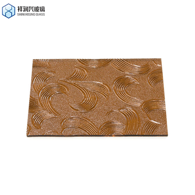 Padrões personalizados Vidro de arte com decoração de parede gravada 3mm 3.2mm 4mm Vidro em relevo marrom
