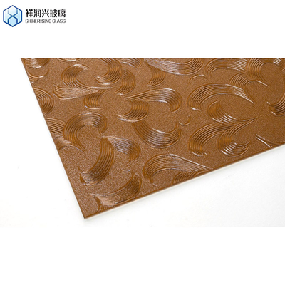 Padrões personalizados Vidro de arte com decoração de parede gravada 3mm 3.2mm 4mm Vidro em relevo marrom