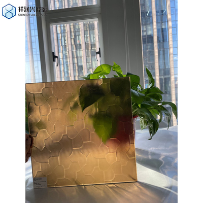 Construção de vidro de bronze dourado mistlite em relevo laminado com padrão para decoração residencial