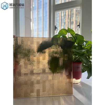 Construção de vidro de bronze dourado mistlite em relevo laminado com padrão para decoração residencial