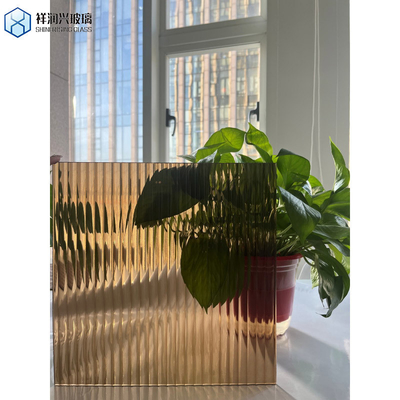 Construção de vidro de bronze dourado mistlite em relevo laminado com padrão para decoração residencial