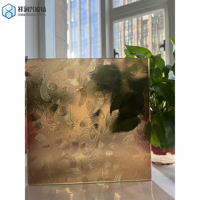 Construção de vidro de bronze dourado mistlite em relevo laminado com padrão para decoração residencial