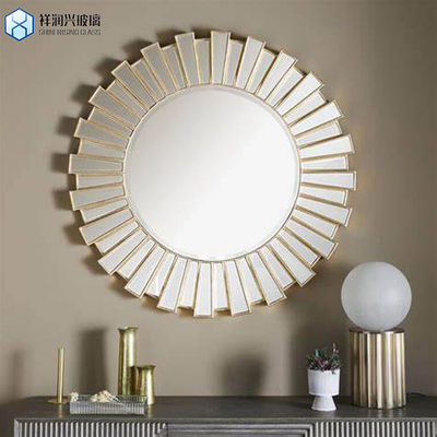 Espelho de parede de ginásio de cor castanha-dourada grande com folha de vidro de espelho de alumínio