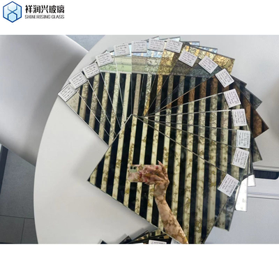 Pedido personalizado Folha de espelho antigo para decoração de parede interior Forma retangular