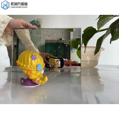 Pedido personalizado Folha de espelho antigo para decoração de parede interior Forma retangular