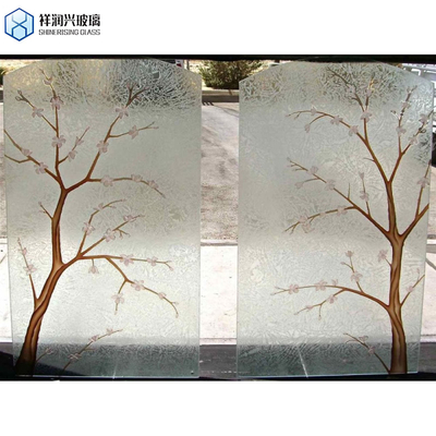 Arquitetônica Arte gravada profunda vidro parede Basketweave fundido vidro fundido Art Fusing Glass 5