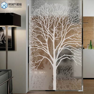3mm-19mm Espessura de vidro temperado plano Porta de padrão de flor de gelo para decoração de edifícios
