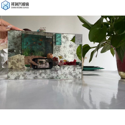 Painéis decorativos de vidro para paredes azuis-céu-cinzentos azulejos de espelhos antigos para artesanato