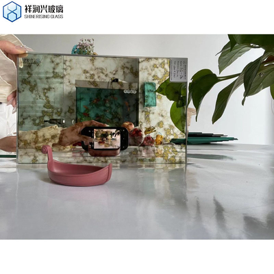 Painéis decorativos de vidro para paredes azuis-céu-cinzentos azulejos de espelhos antigos para artesanato