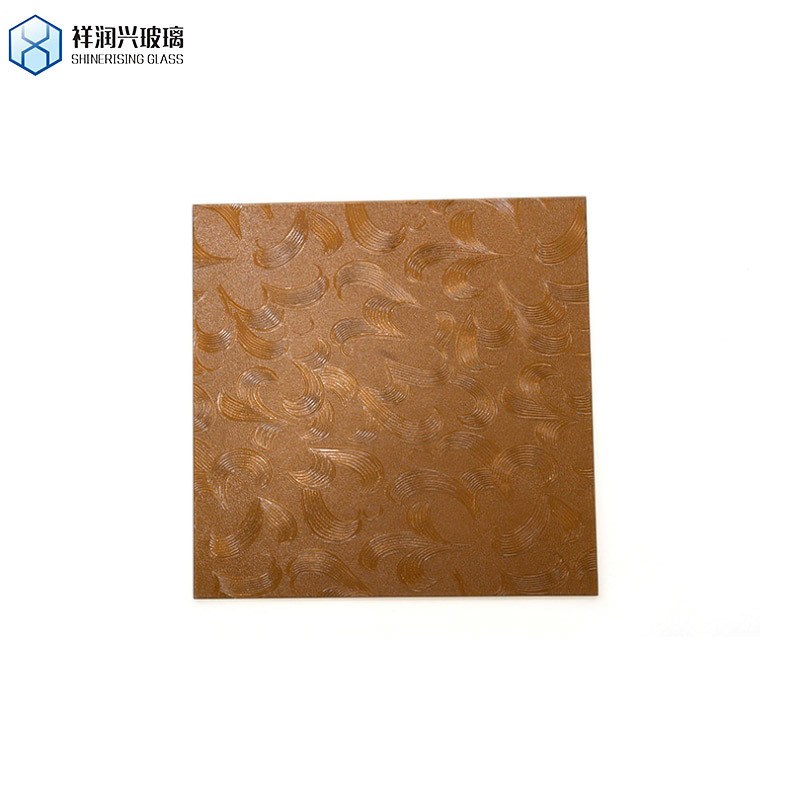 Itens decorativos de arte de hotel vidro flutuante castanho vidro em relevo com padrão de Qingdao