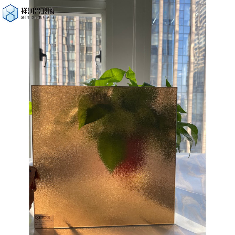 Construção de vidro de bronze dourado mistlite em relevo laminado com padrão para decoração residencial