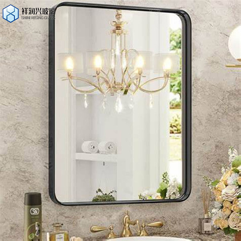 Espelho de parede de ginásio de cor castanha-dourada grande com folha de vidro de espelho de alumínio