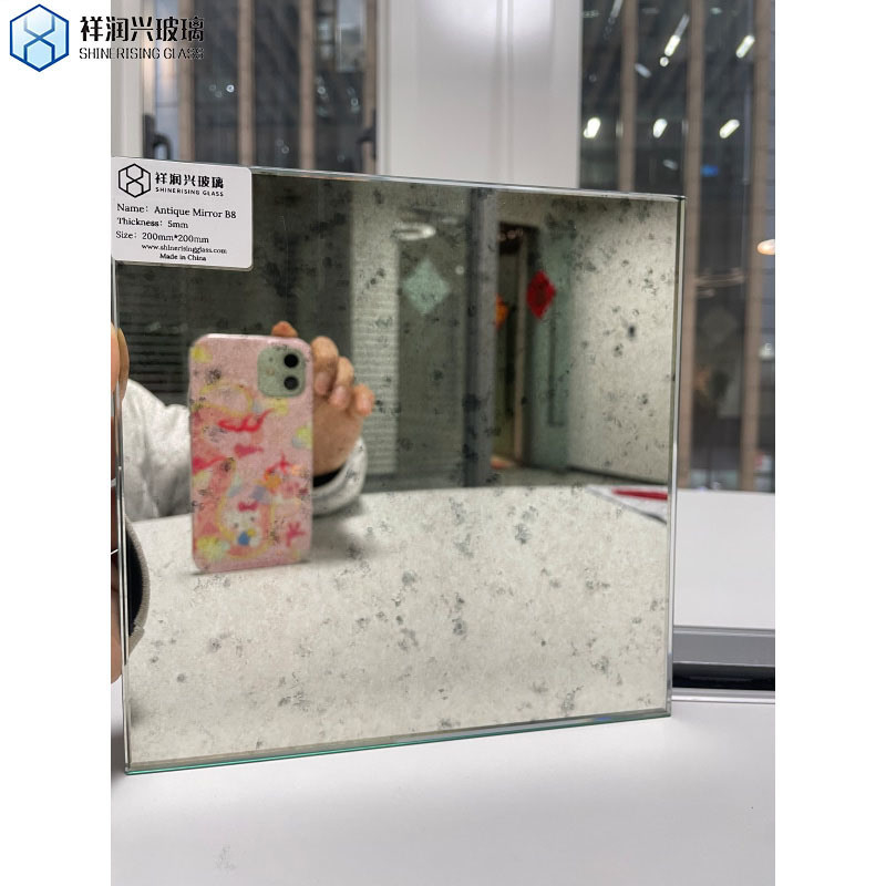 Pedido personalizado Folha de espelho antigo para decoração de parede interior Forma retangular