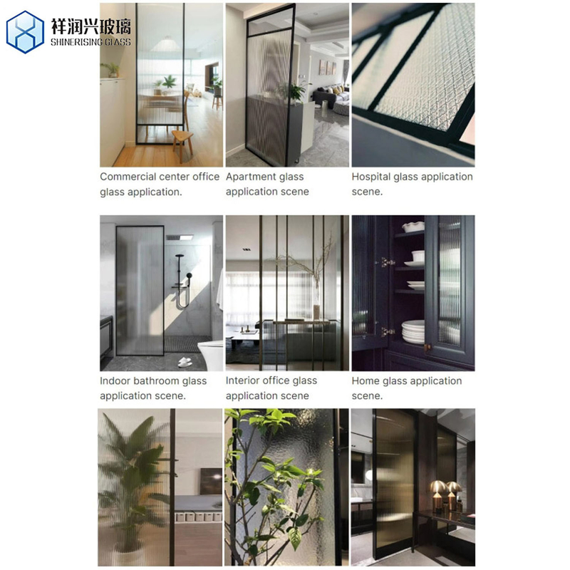 Vidro de figura de textura endurecida para design de janela e porta artística clara e personalizável