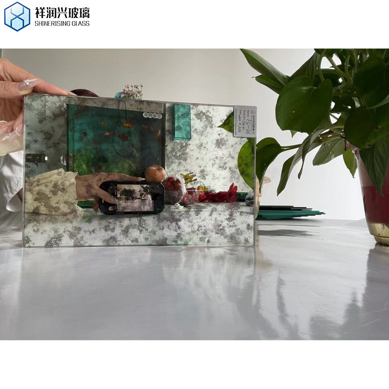 Painéis decorativos de vidro para paredes azuis-céu-cinzentos azulejos de espelhos antigos para artesanato