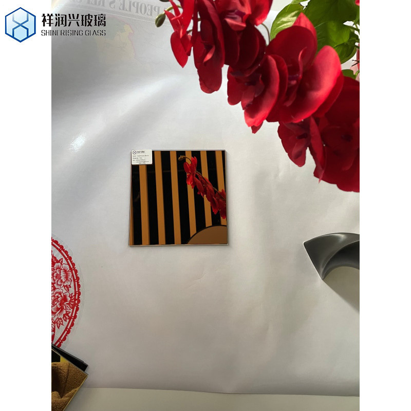 Lata de vidro de espelho colorido laranja vibrante para decoração de parede de entretenimento em forma retangular