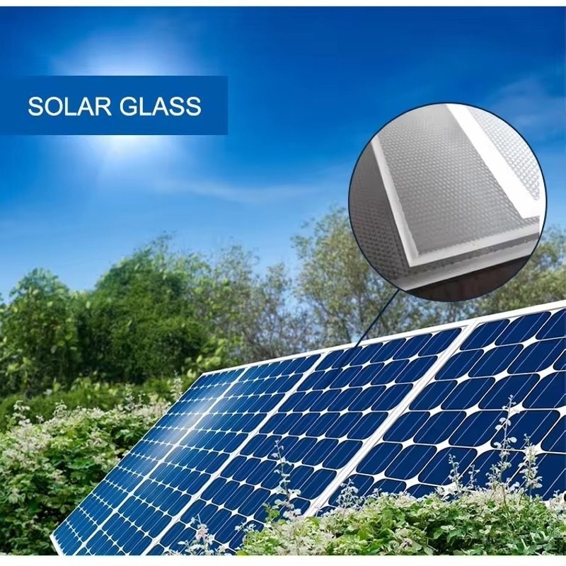 Painel solar de alta transparência Vidro temperado de ferro baixo para construção de vidro solar personalizado
