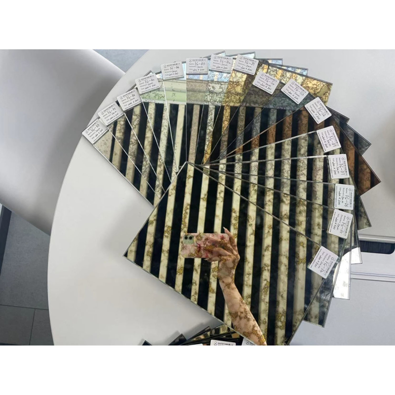 Pedido personalizado Espelho antigo Espelho colorido Vidro de vidro Borda lisa polida feita